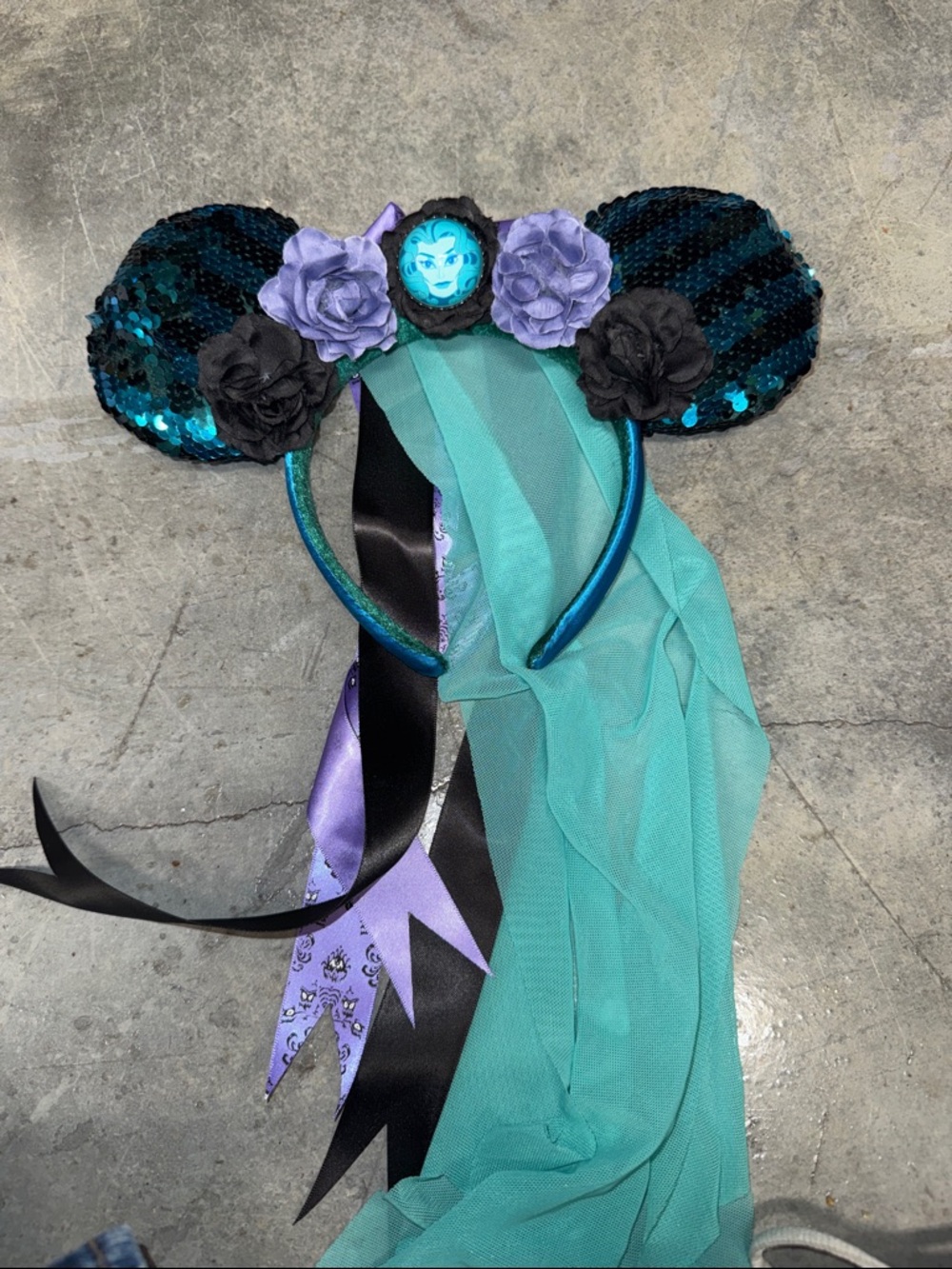 Disney Haunted Mansion Teal, Black & Purple Sequin Ear Headband